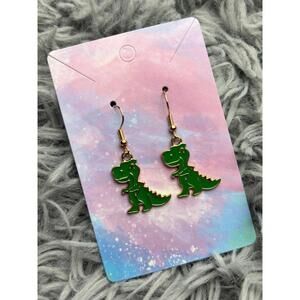 Green dinosaur earrings